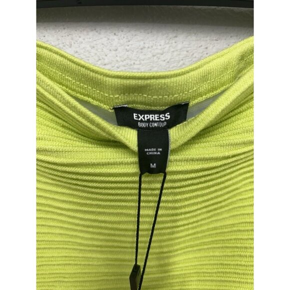 Express Body Contour Ribbed Crop Cardigan And Mini Skirt Set Medium Lime NWT - Picture 8 of 12